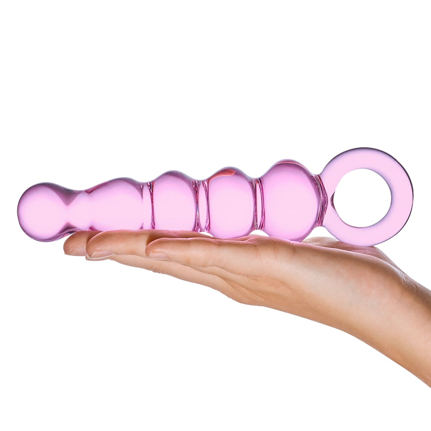 Glas 7.5 inches Quintessence Beaded Anal Slider Glass Dildo with Ring Handle