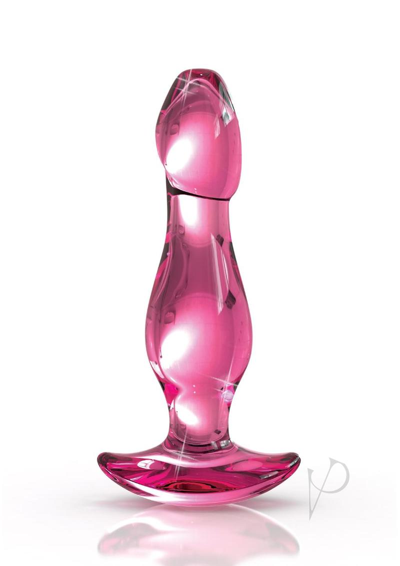 Icicles No 73 Beaded Glass Anal Plug Pink displayed with a sleek design and beaded profile for elegant backdoor play.