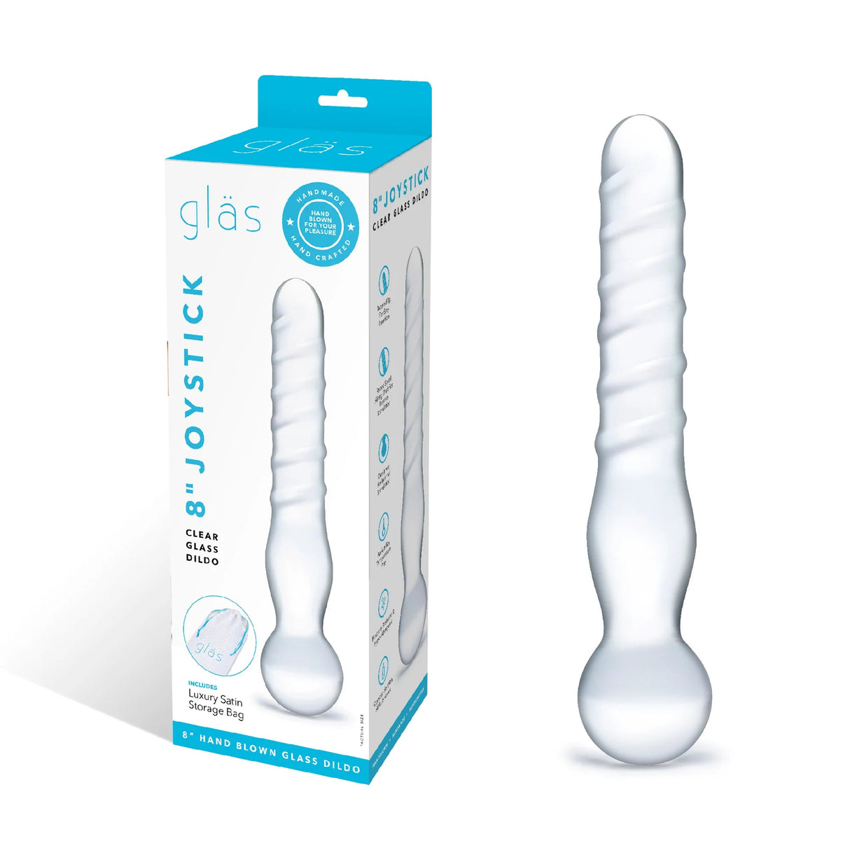 Glas 8 inches Joystick Clear Glass Dildo