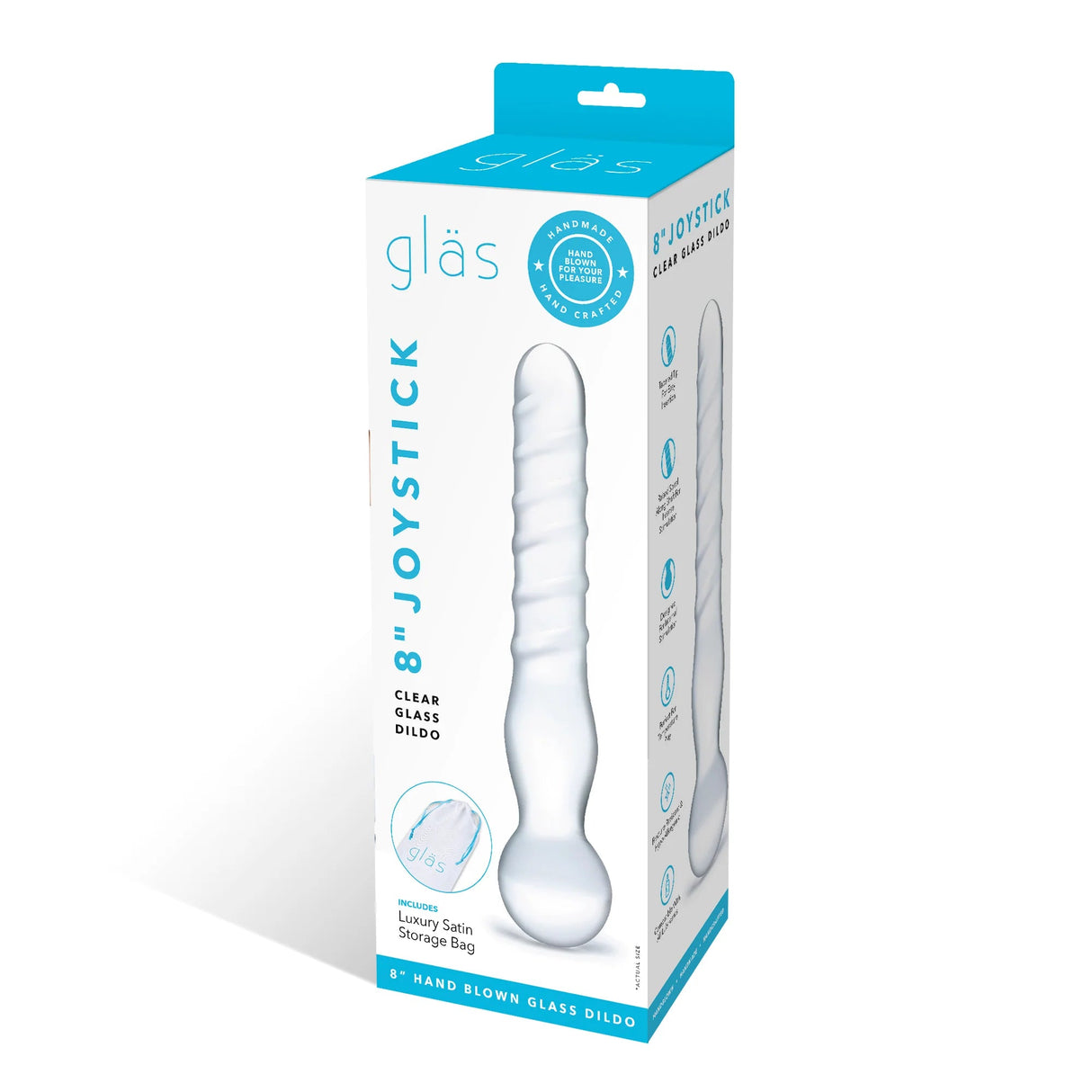 Glas 8 inches Joystick Clear Glass Dildo