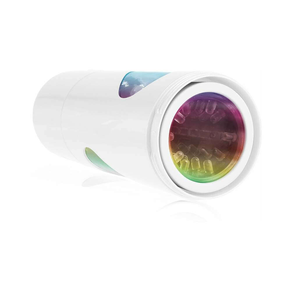 PDX Rechargeable Roto-Bator Pussy Light-Up Rotating Stroker Clear/White
