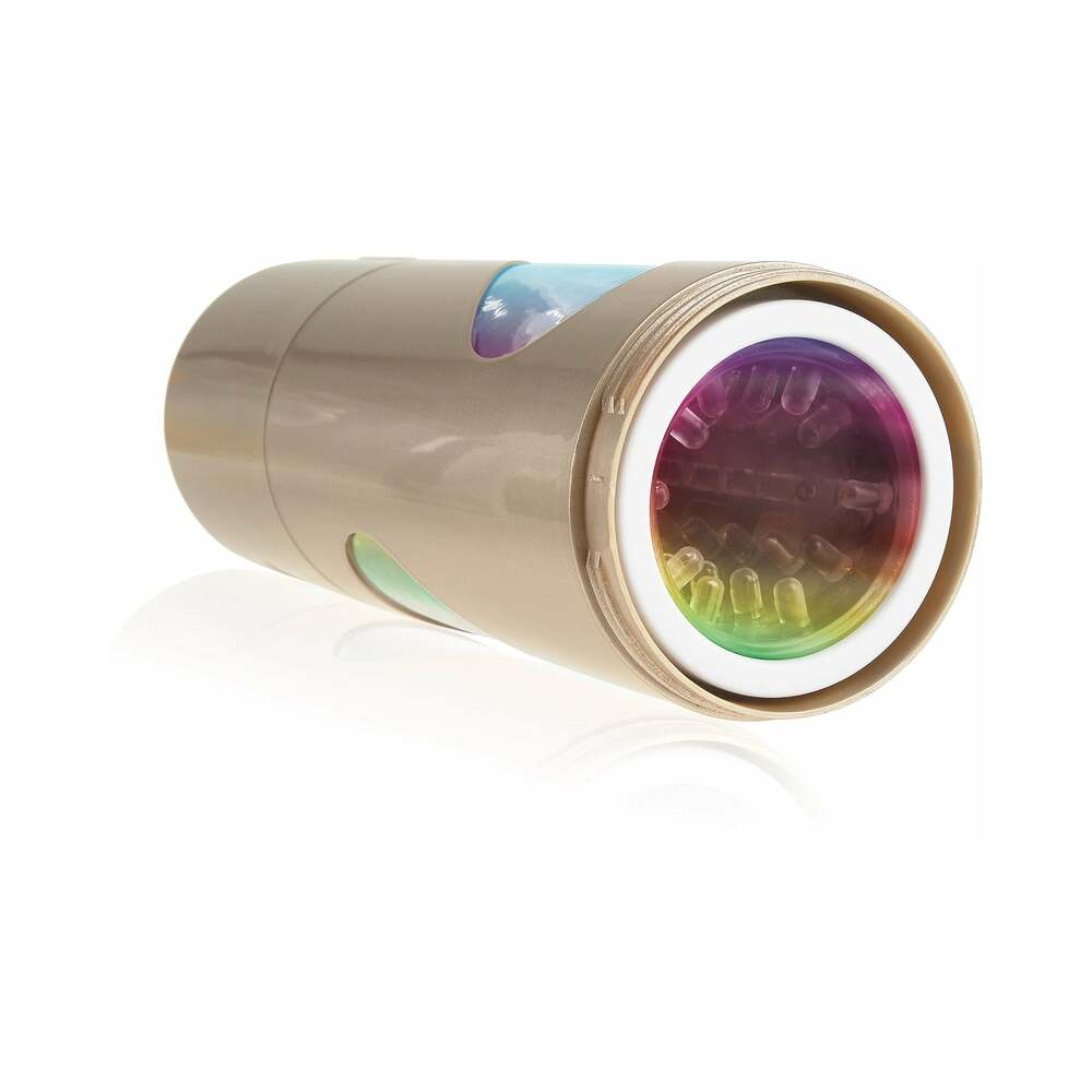 PDX Rechargeable Roto-Bator Ass Light-Up Rotating Stroker Clear/Gold