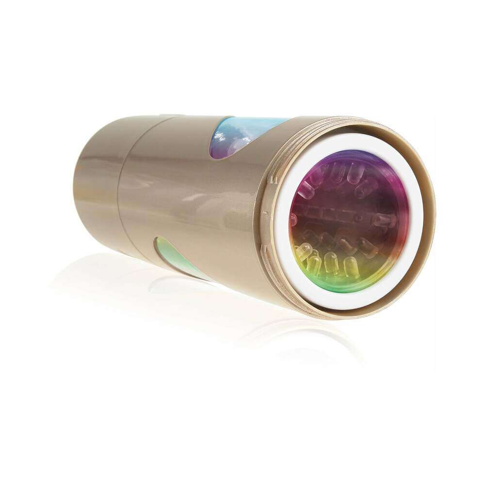 PDX Rechargeable Roto-Bator Ass Light-Up Rotating Stroker Clear/Gold