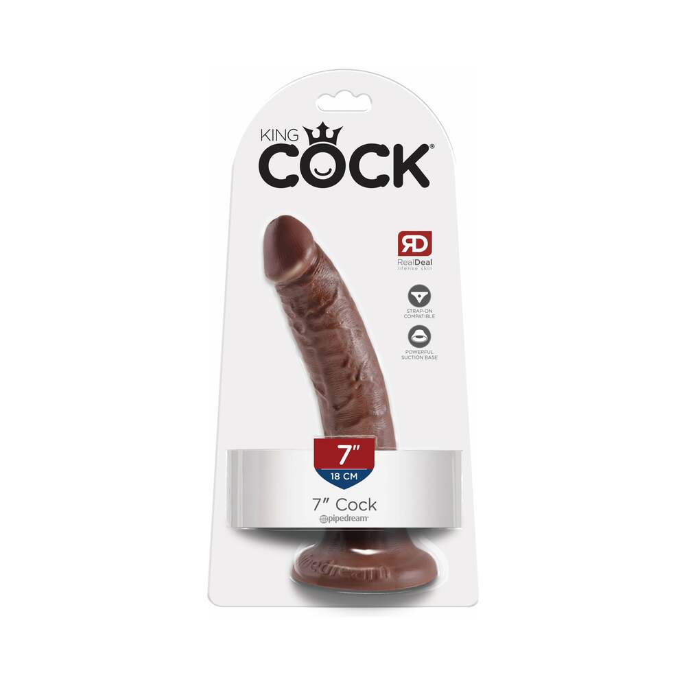 King Cock 7 inches Cock Realistic Dildo With Suction Cup Brown