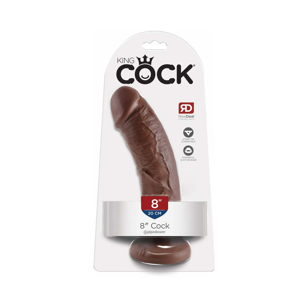 King Cock 8 inches Cock Realistic Dildo With Suction Cup Brown
