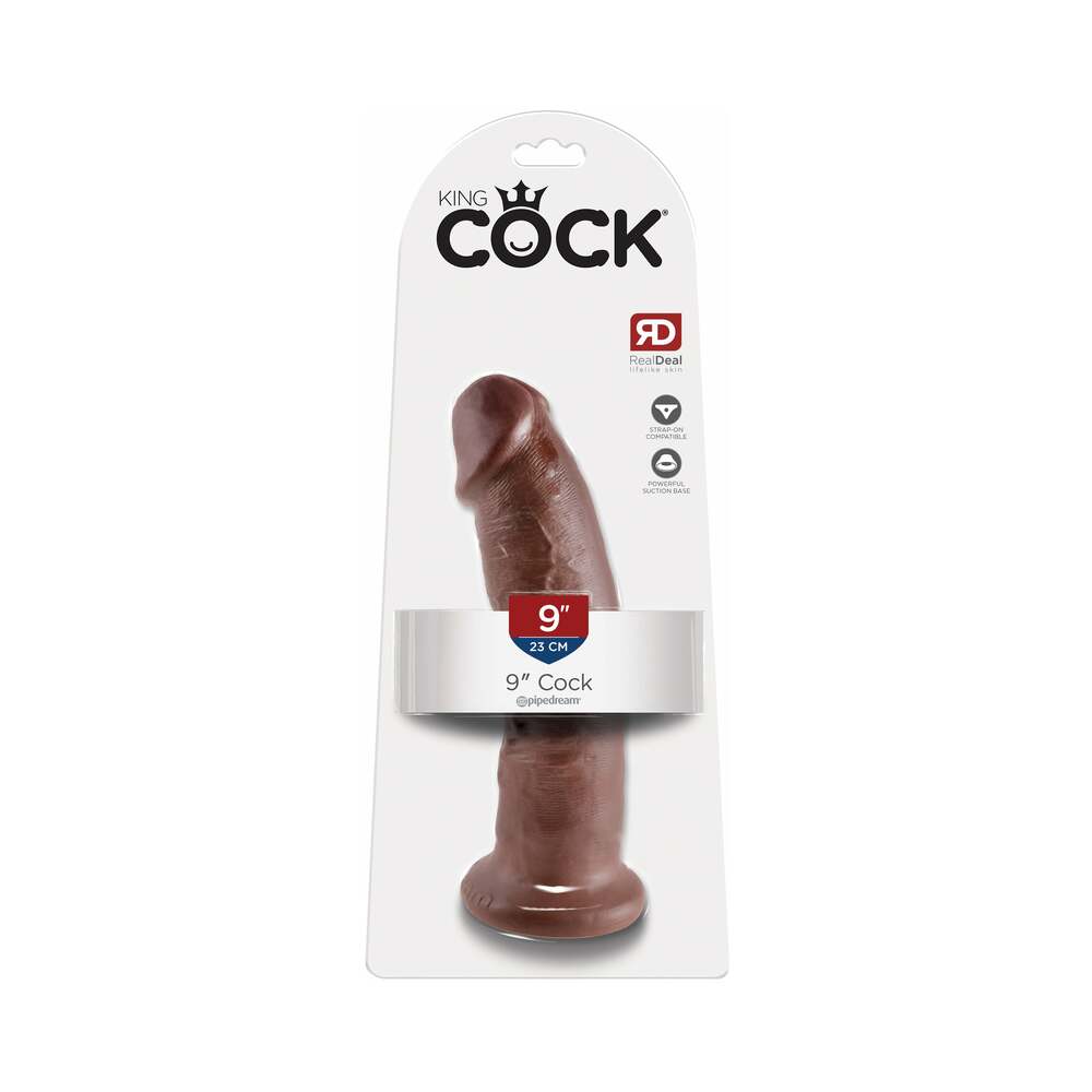 King Cock 9 inches Cock Realistic Dildo With Suction Cup Brown