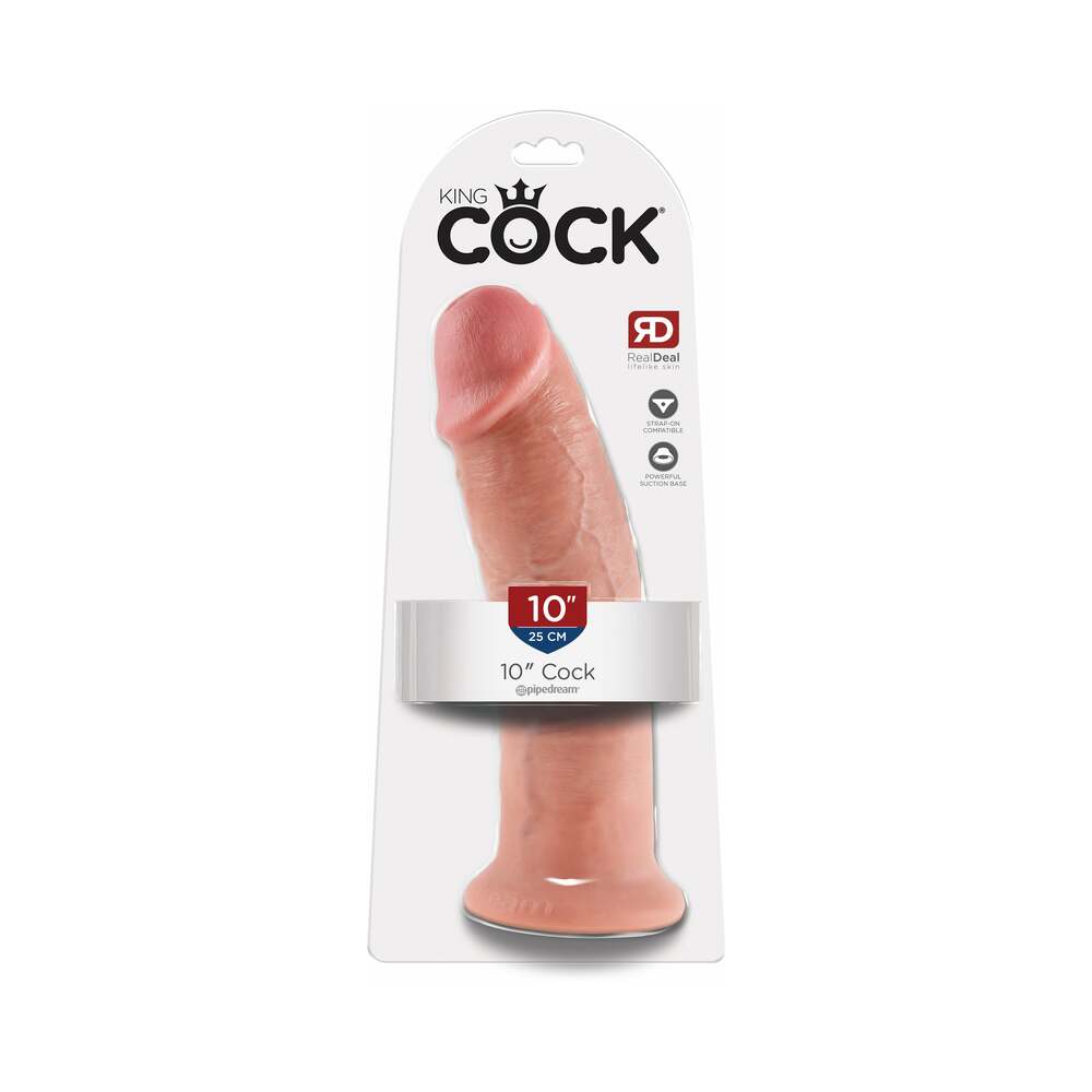 King Cock 10 inches Cock Realistic Dildo With Suction Cup Beige