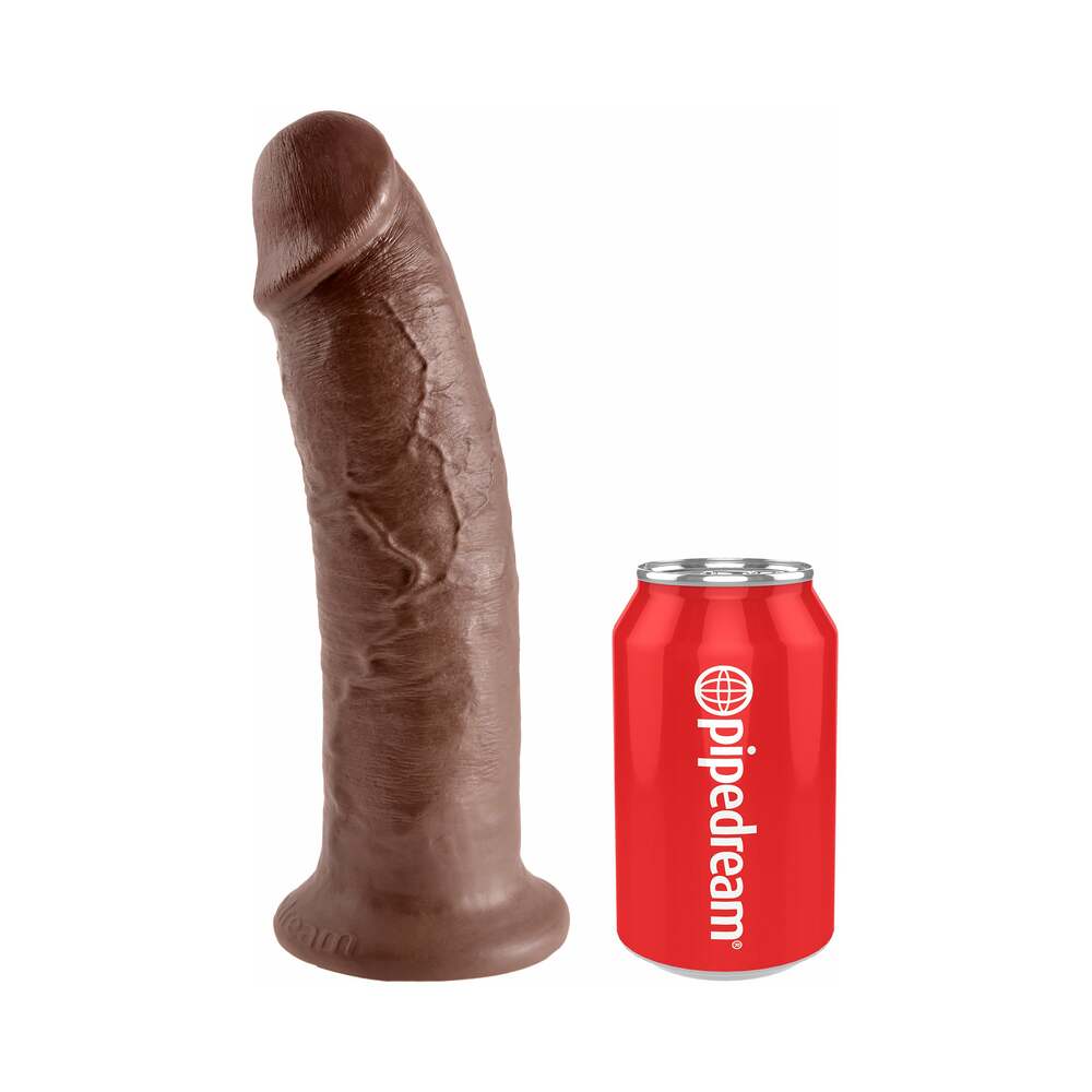 King Cock 10 inches Cock Realistic Dildo With Suction Cup Brown