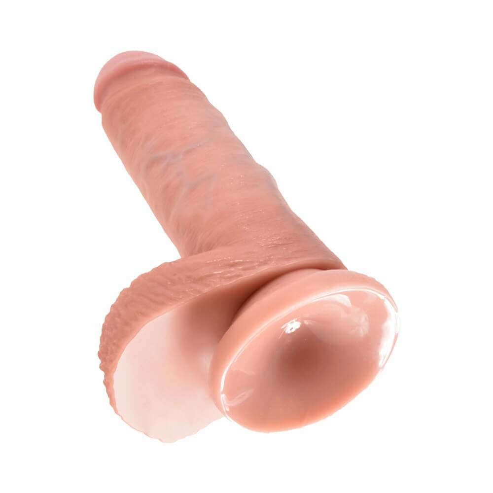 King Cock 7 inches Cock With Balls Realistic Suction Cup Dildo Beige