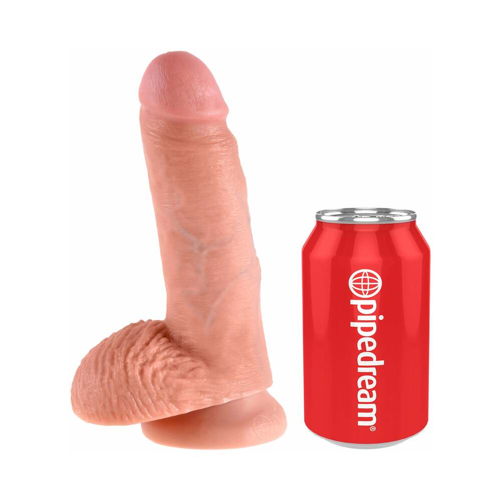 King Cock 7 inches Cock With Balls Realistic Suction Cup Dildo Beige