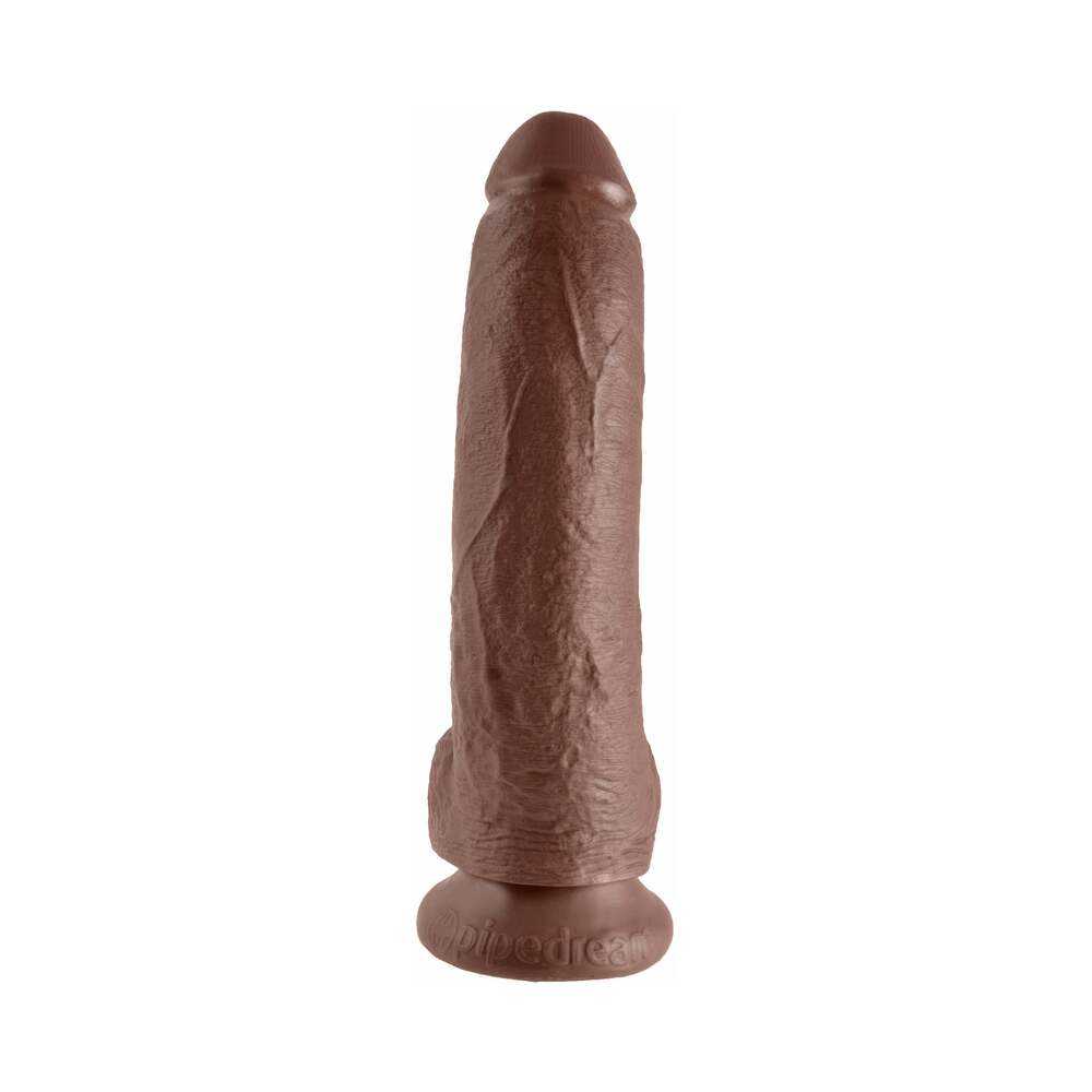 King Cock 9 inches Cock With Balls Realistic Suction Cup Dildo Brown
