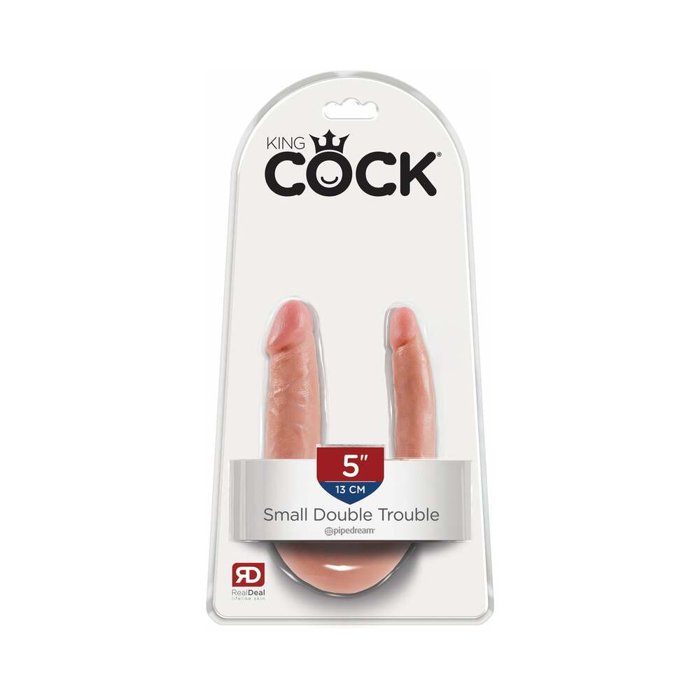 King Cock Double Trouble Small 5 inches Realistic Dual-Ended Dildo Beige
