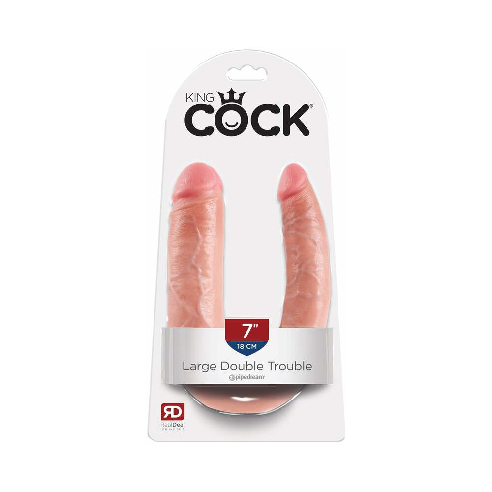 King Cock Double Trouble Large 7 inches Realistic Dual-Ended Dildo Beige