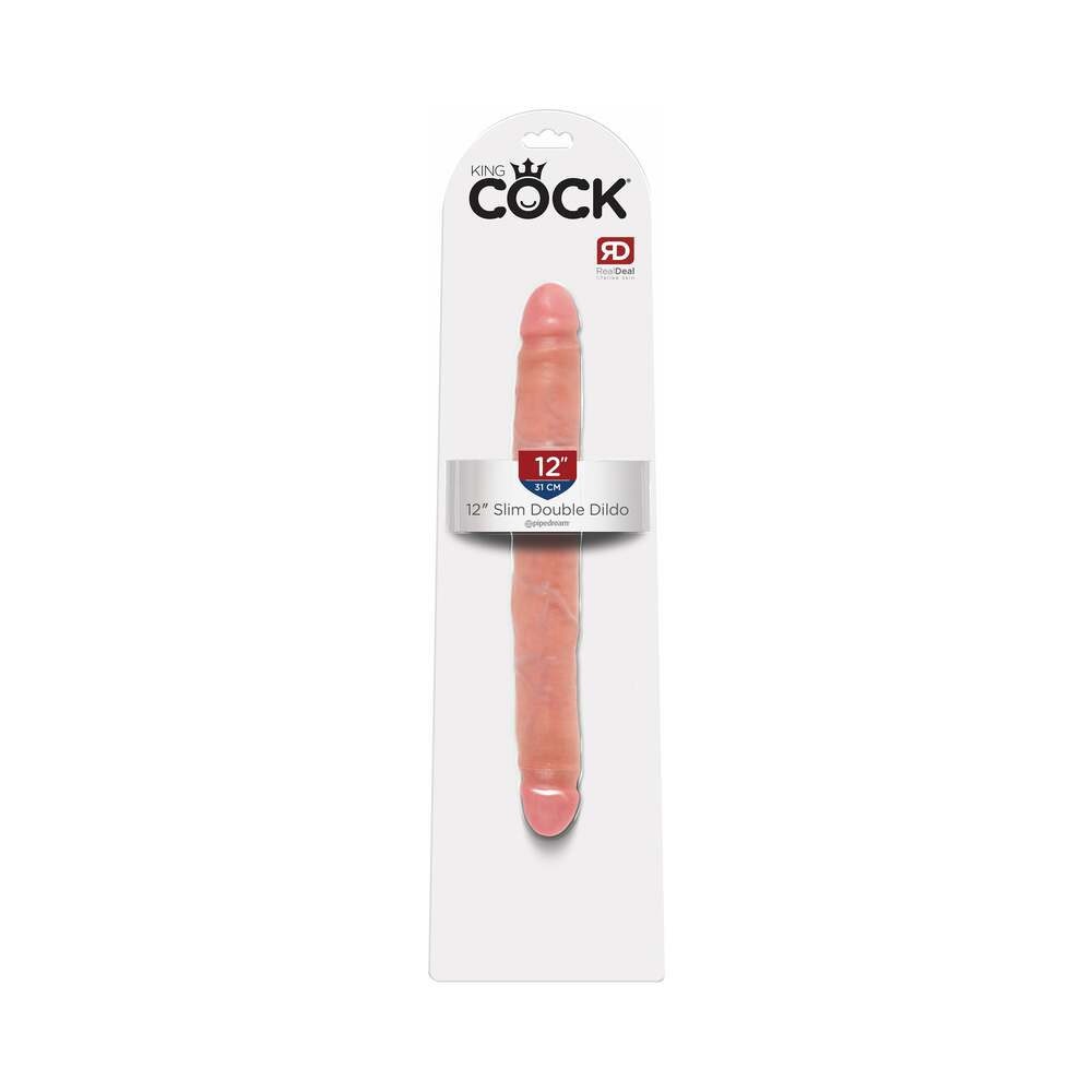 King Cock 12 inches Slim Double Dildo Realistic Beige
