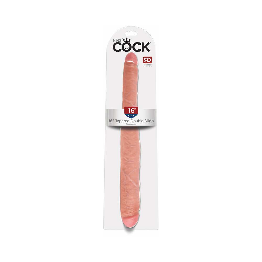 King Cock 16 in. Tapered Double Dildo Realistic Beige