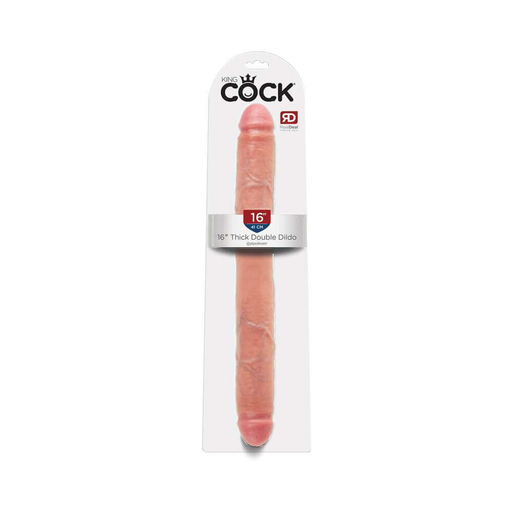 King Cock 16 in. Thick Double Dildo Realistic Beige
