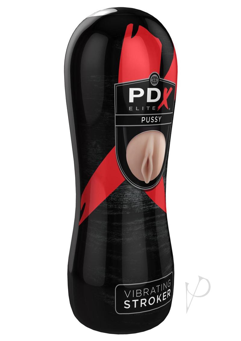 PDX Elite Vibrating Pussy Masturbator with Bullet, textured sleeve for ultimate solo pleasure.