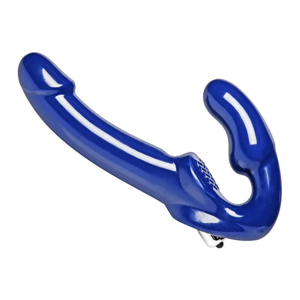 Strap U Revolver II Strapless Strap-On Dildo Blue, designed for couples seeking hands-free pleasure.