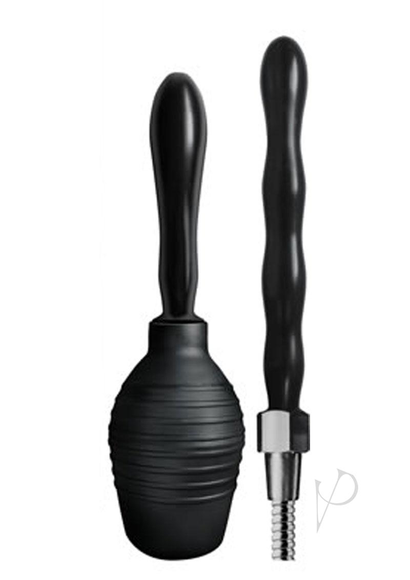 Commander Cleaning Kit with Two Nozzles Black includes a squeeze bulb and nozzle for personal cleansing.