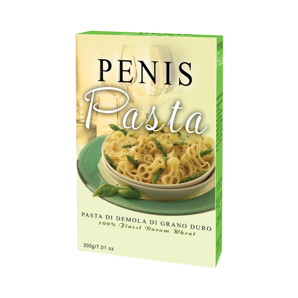 Penis Pasta 7.01 Oz 200 g package featuring Durum Wheat pasta and a delicious presentation.