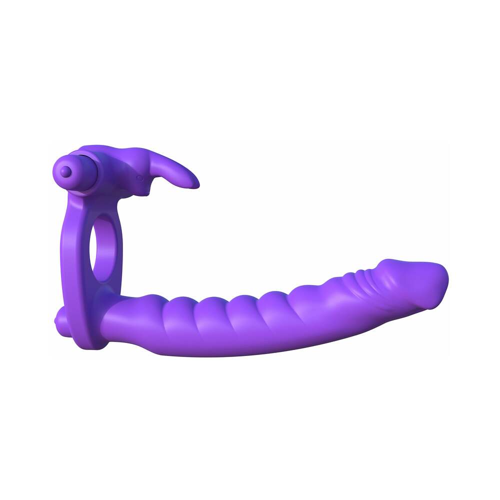 Fantasy C-Ringz Double Penetrator Vibrating Rabbit Dual Entry Cockring Purple