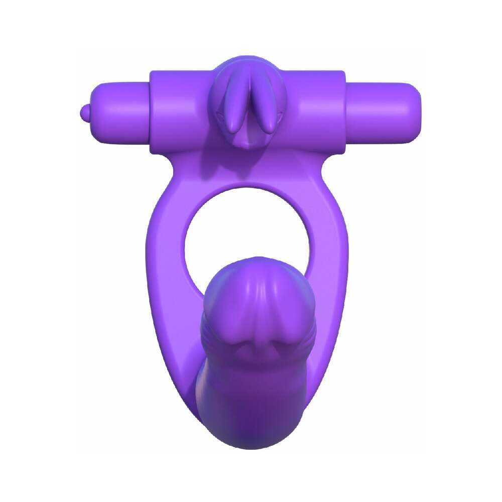 Fantasy C-Ringz Double Penetrator Vibrating Rabbit Dual Entry Cockring Purple