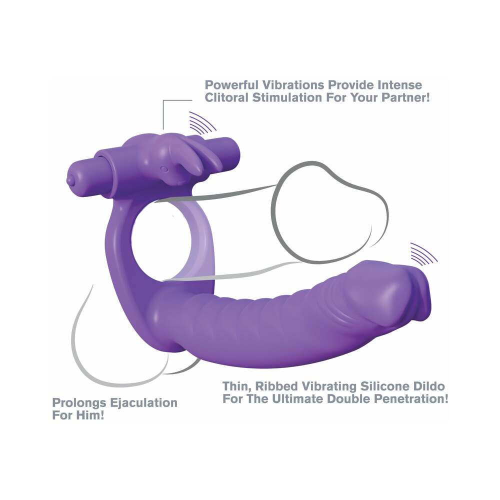 Fantasy C-Ringz Double Penetrator Vibrating Rabbit Dual Entry Cockring Purple