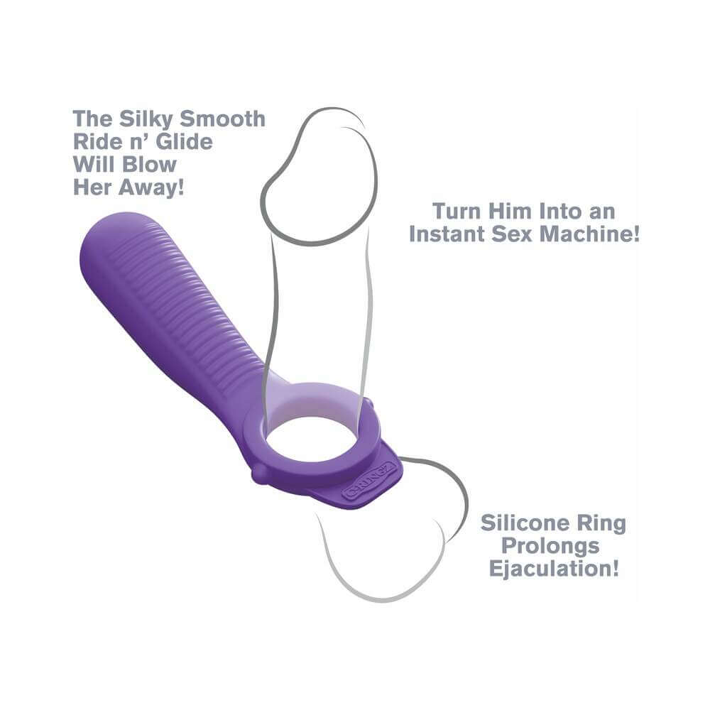 Fantasy C-Ringz Remote-Controlled Vibrating Ride N Glide Couples Ring Purple