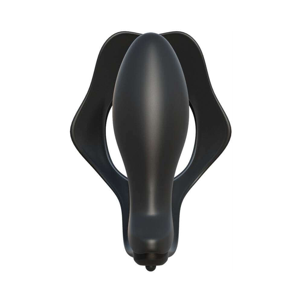 Fantasy C-Ringz Rock Hard Ass-Gasm Vibrating Silicone Cockring With Anal Plug Black