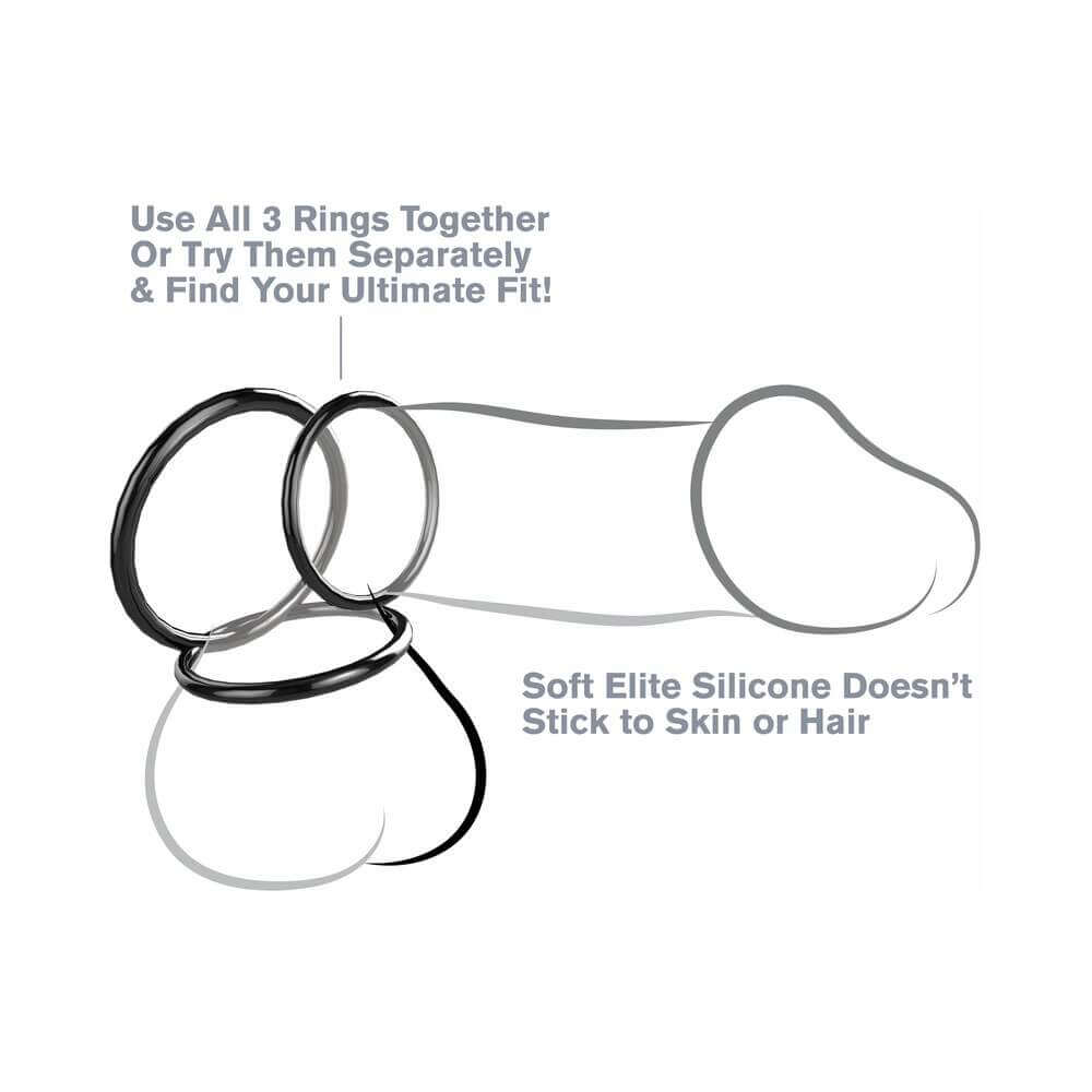 Fantasy C-Ringz Silicone 3-Ring Stamina Set Black