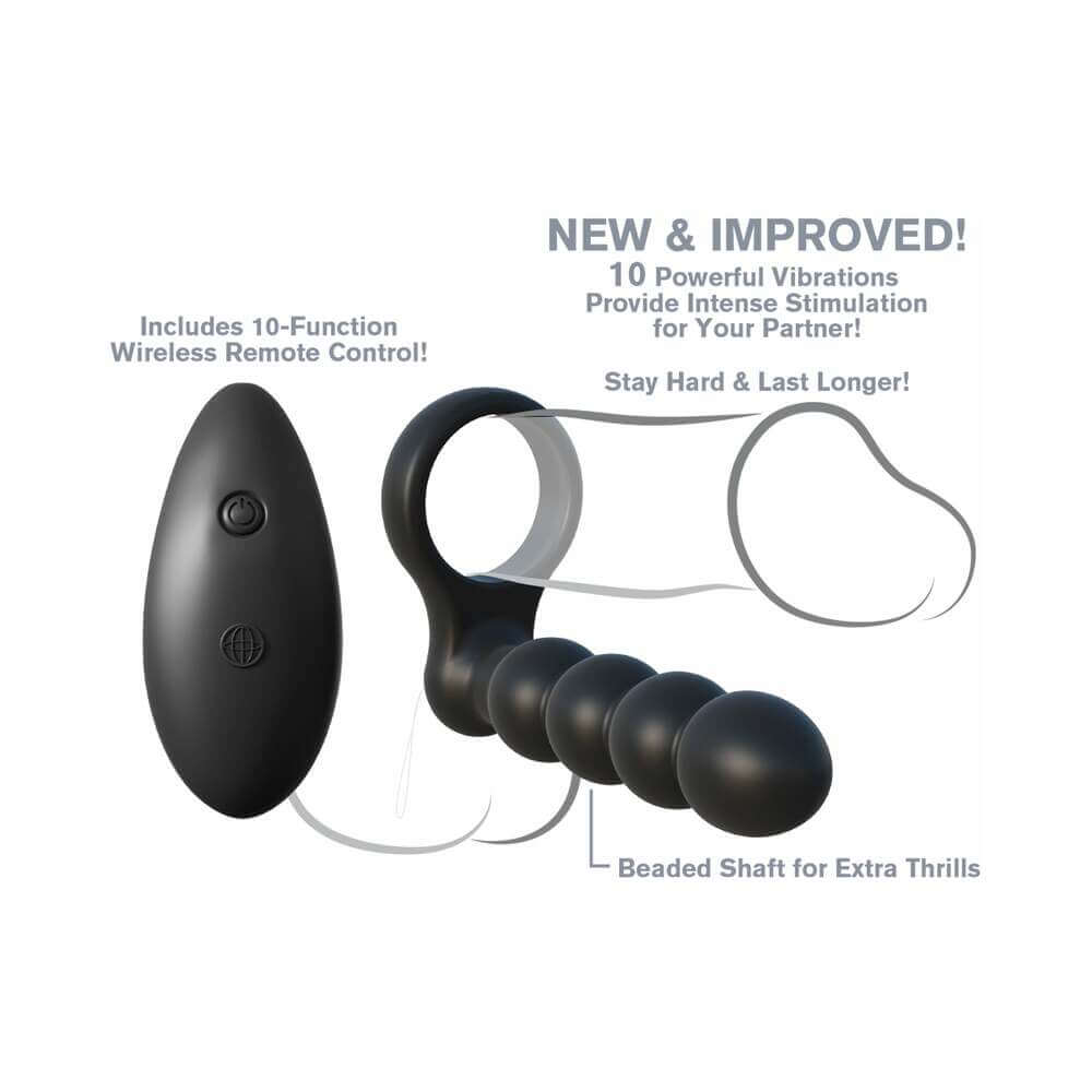 Fantasy C-Ringz Remote Control Double Penetrator Vibrating Cockring Black