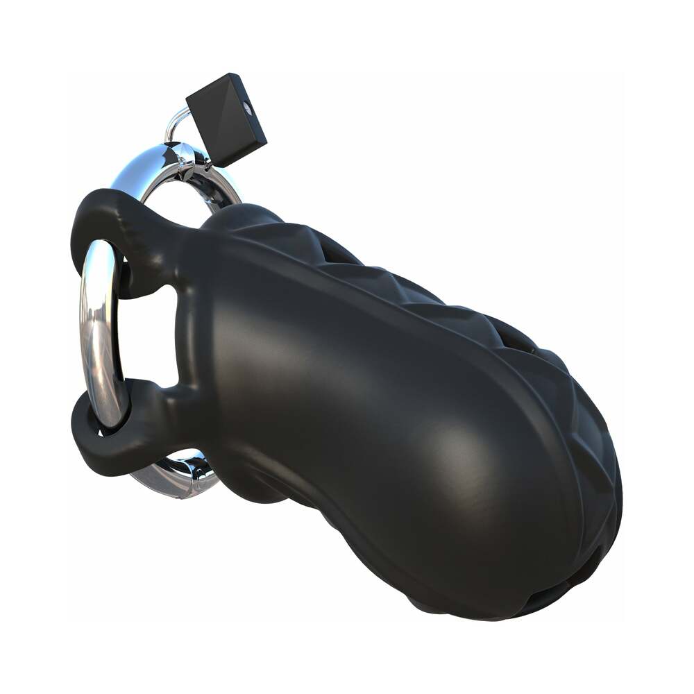 Fantasy C-Ringz Extreme Silicone Cock Blocker Locking Chastity Cage Black