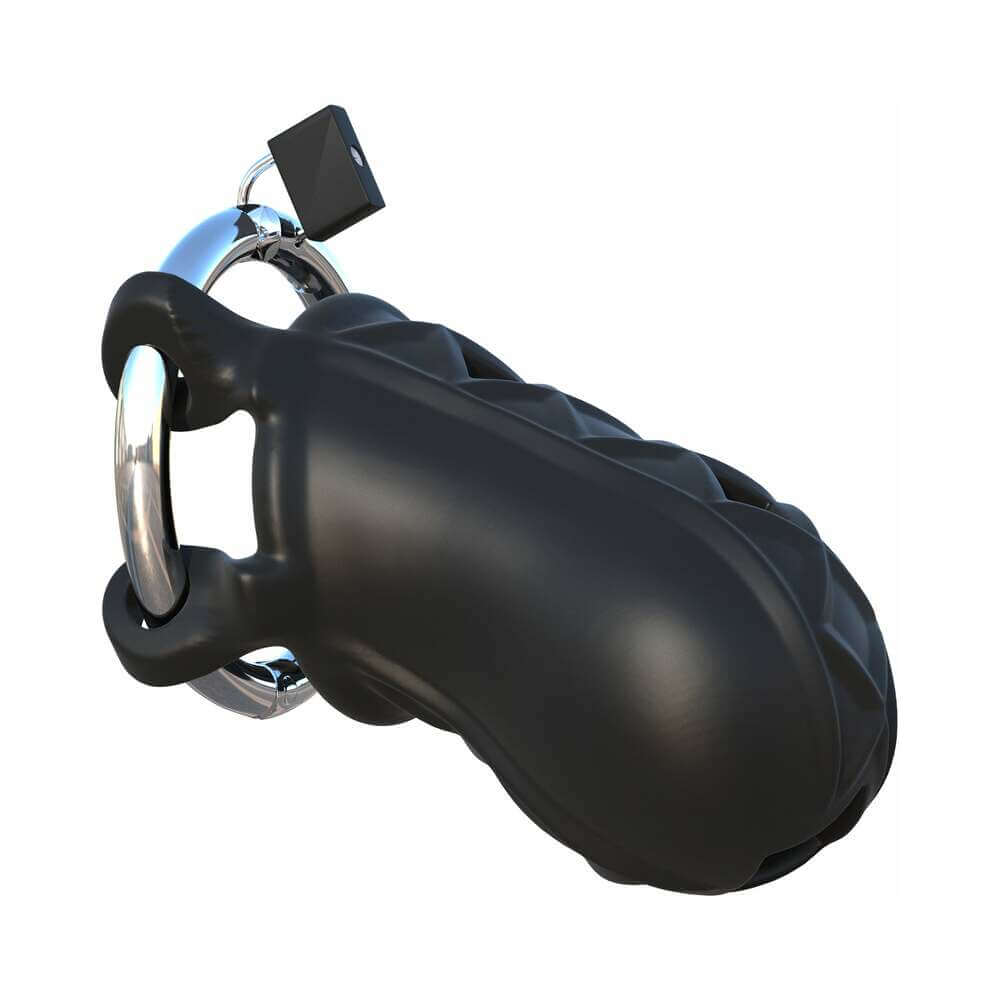 Fantasy C-Ringz Extreme Silicone Cock Blocker Locking Chastity Cage Black