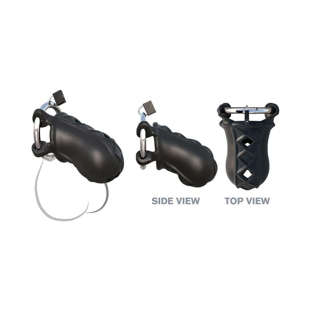 Fantasy C-Ringz Extreme Silicone Cock Blocker Locking Chastity Cage Black