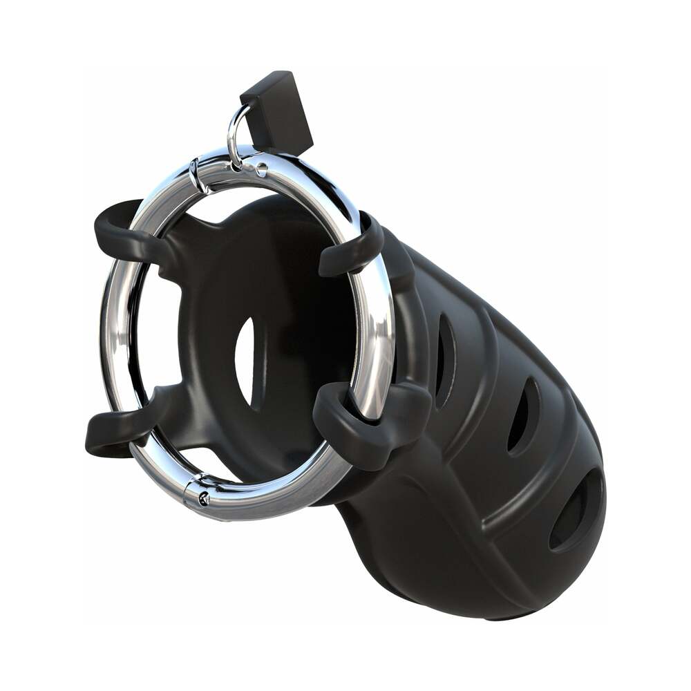 Fantasy C-Ringz Hardcore Silicone Cock Blocker Locking Chastity Cage Black
