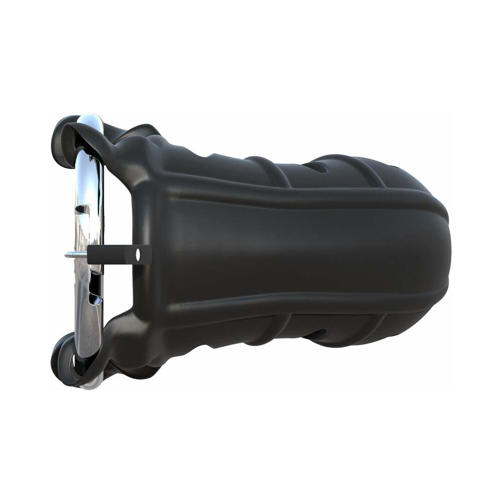 Fantasy C-Ringz Hardcore Silicone Cock Blocker Locking Chastity Cage Black