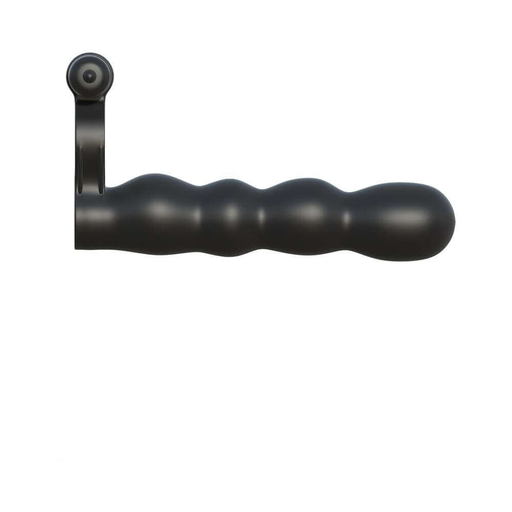Fantasy C-Ringz Double Penetrator Vibrating Cockring Black side view, showcasing its unique design and features.