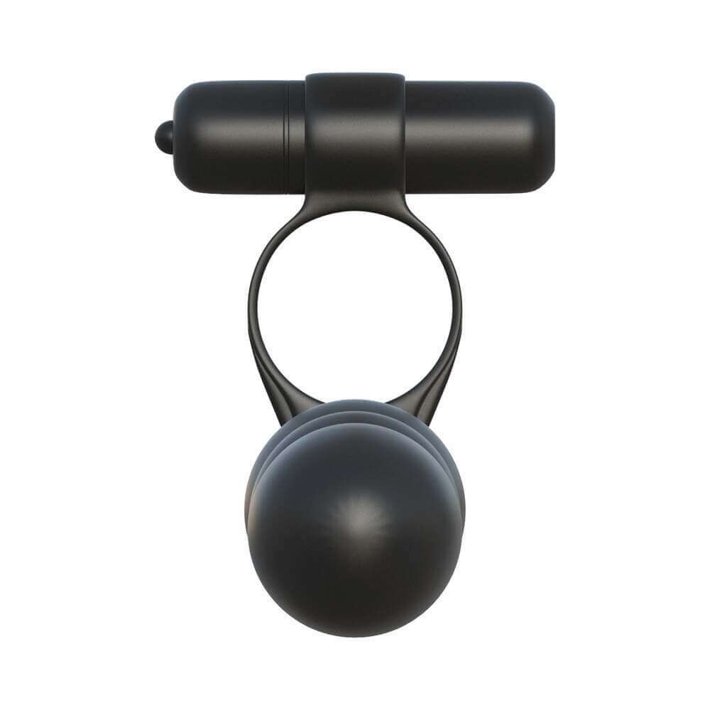 Fantasy C-Ringz Double Penetrator Vibrating Cockring Black - a sleek black cockring designed for enhanced pleasure.