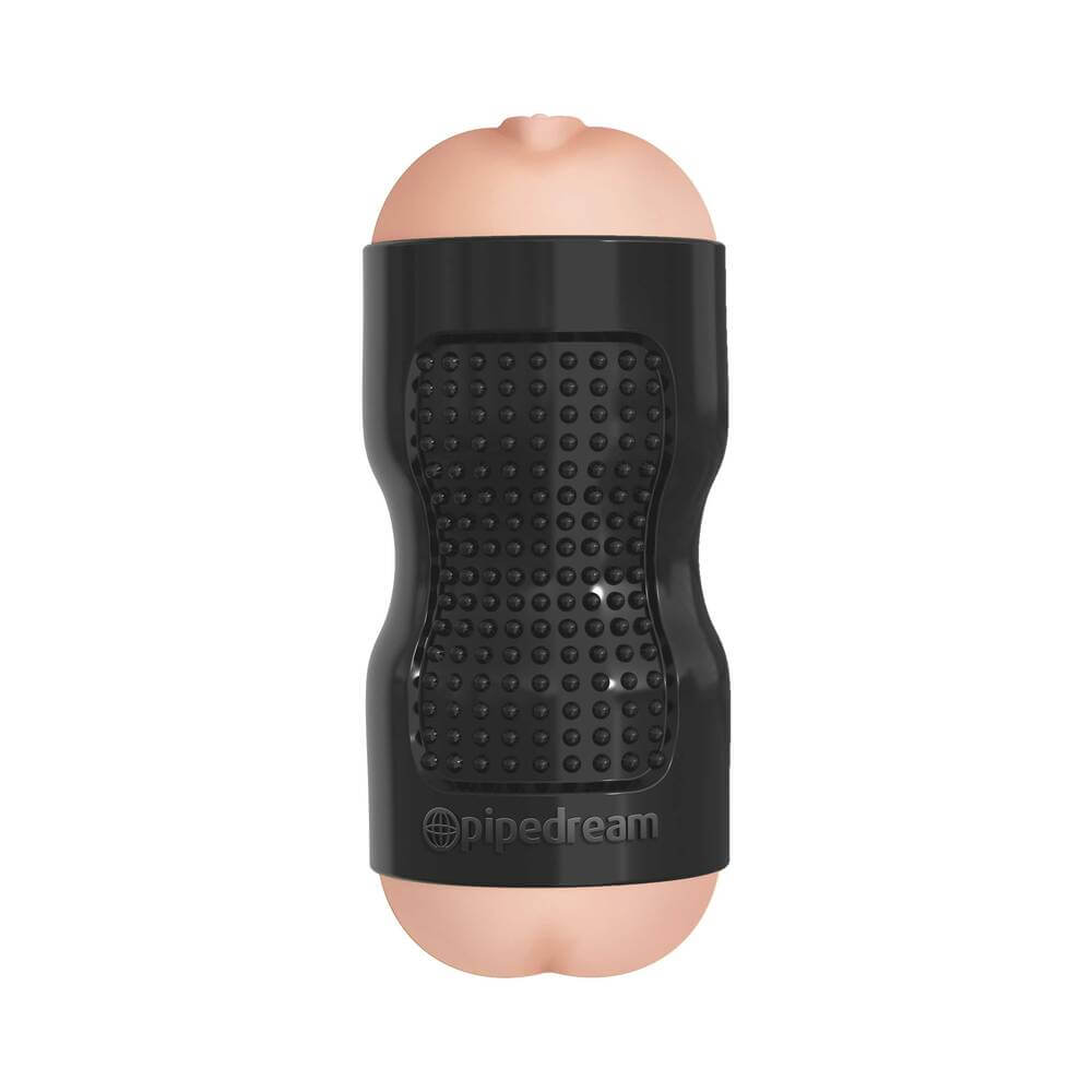 PDX Tight Grip Pussy & Ass Dual Density Squeezable Masturbator Beige/Black