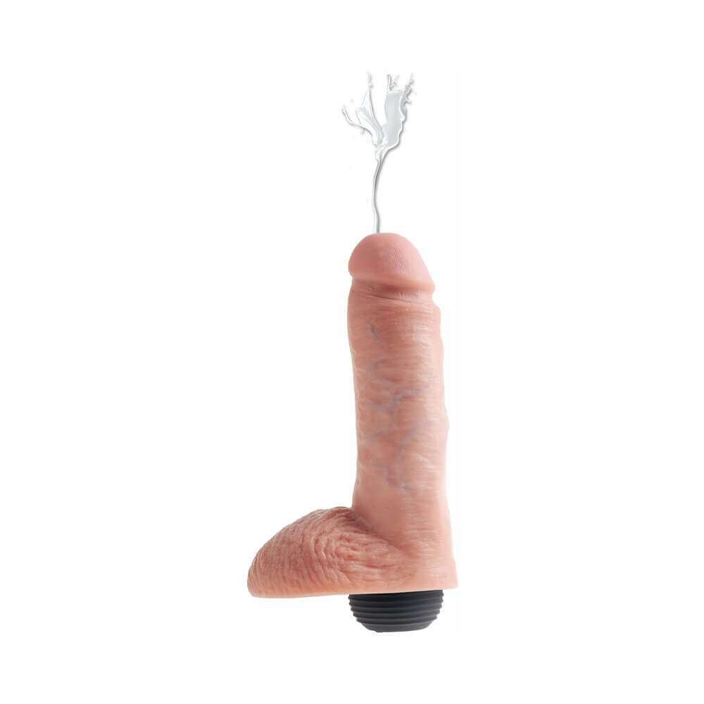King Cock 8 inches Squirting Cock With Balls Realistic Dildo Beige