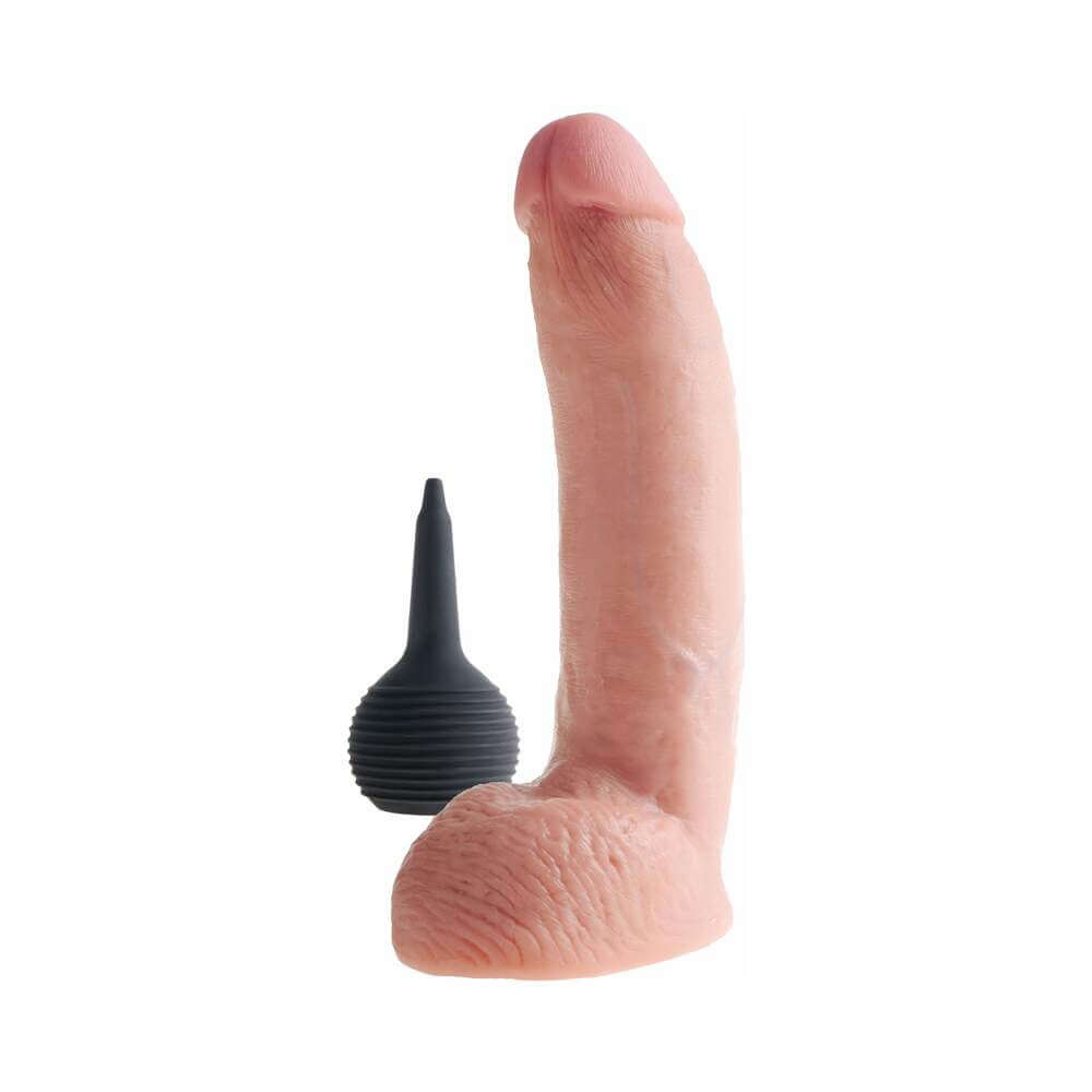 King Cock 9 inches Squirting Cock With Balls Realistic Dildo Beige