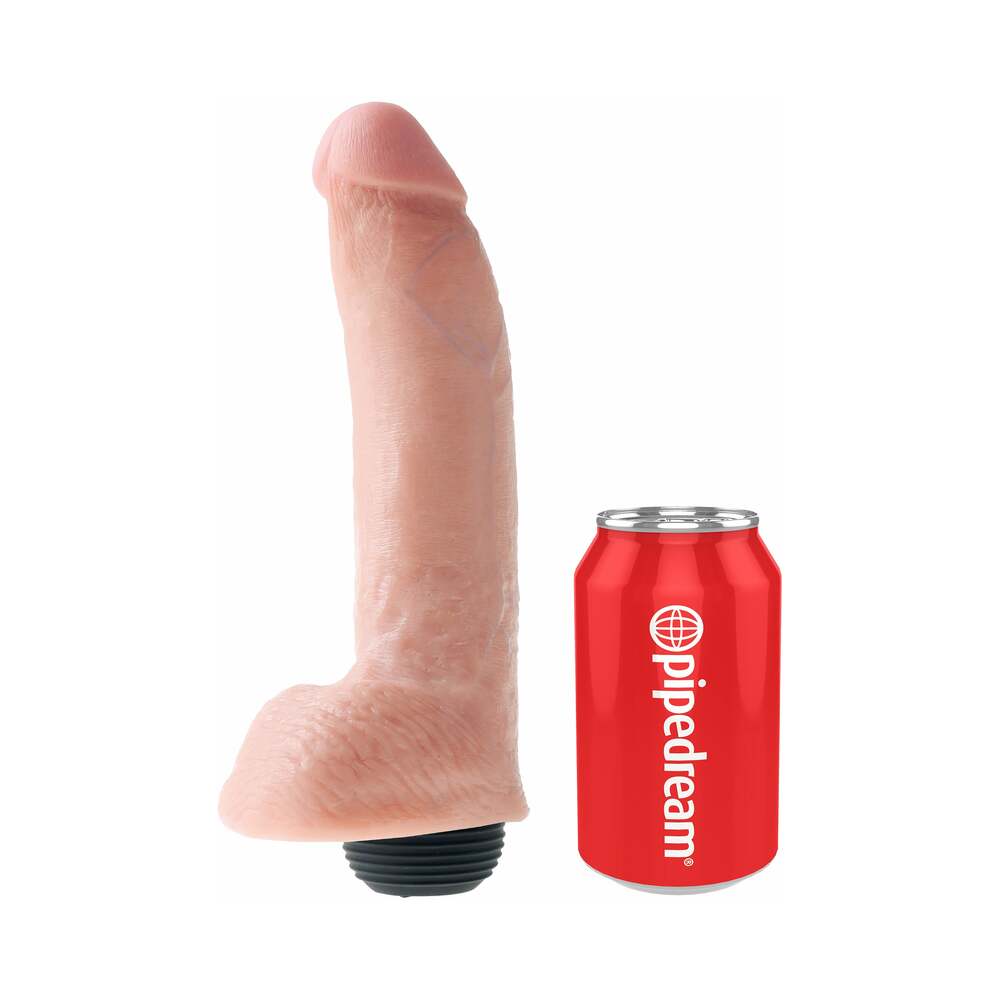 King Cock 9 inches Squirting Cock With Balls Realistic Dildo Beige