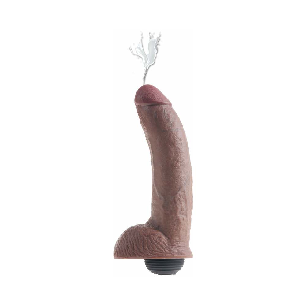 King Cock 9 inches Squirting Cock With Balls Realistic Dildo Brown