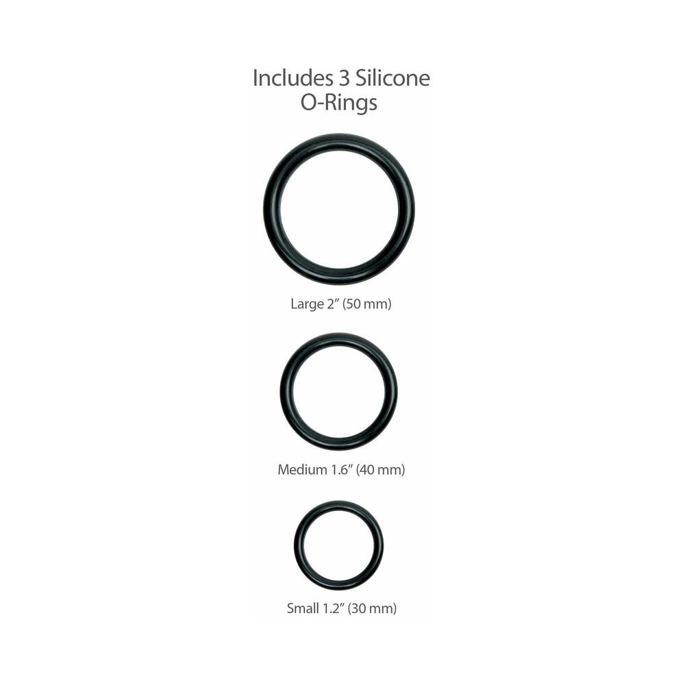 Includes 3 silicone O-Rings: large 2 inches, medium 1.6 inches, small 1.2 inches for versatile use.