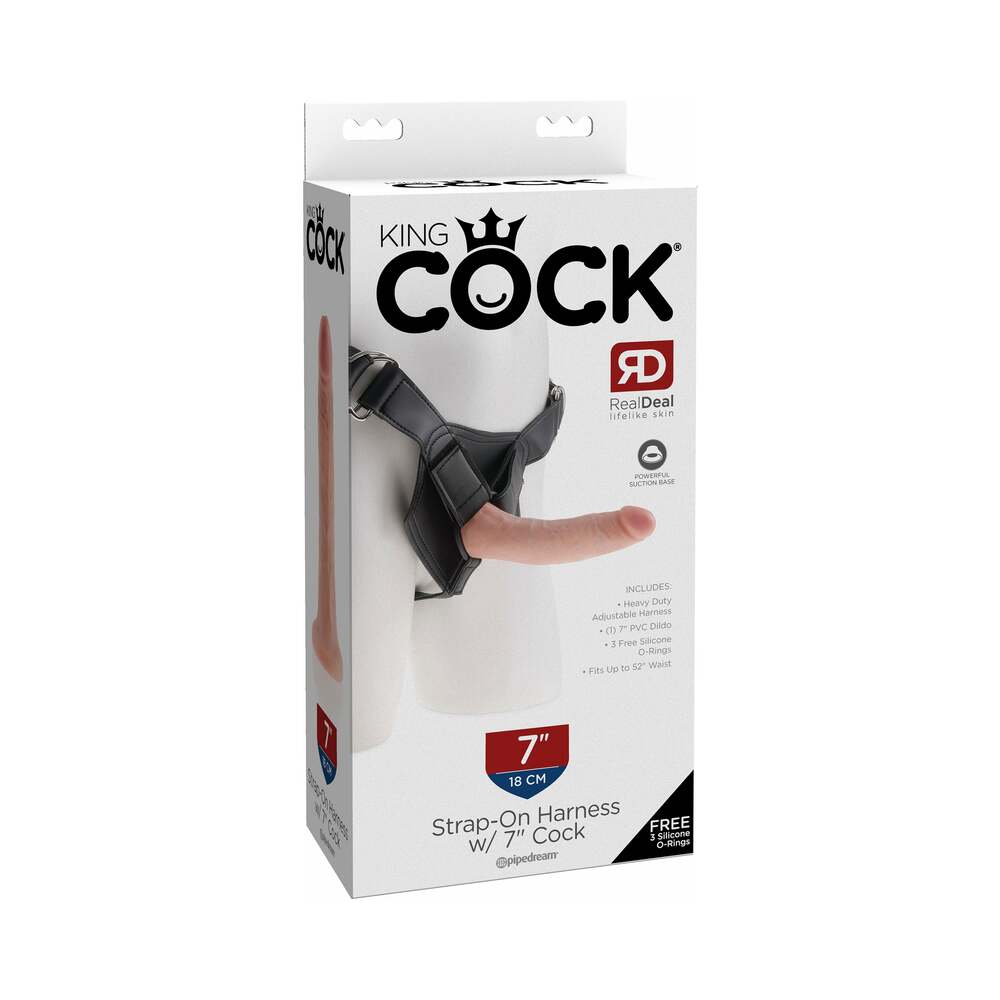 King Cock Strap-On Harness With 7 inches Cock Beige