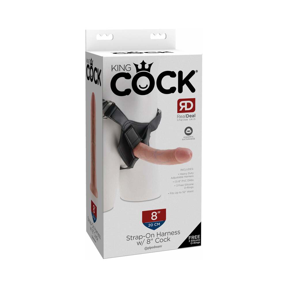 King Cock Strap-On Harness With 8 inches Cock Beige