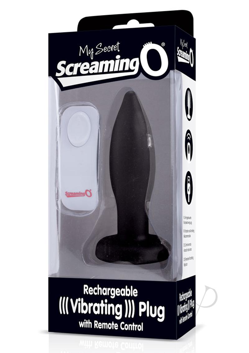 My Secret Vibrating Plug with Remote Control Black - rechargeable vibrating plug and remote in packaging.