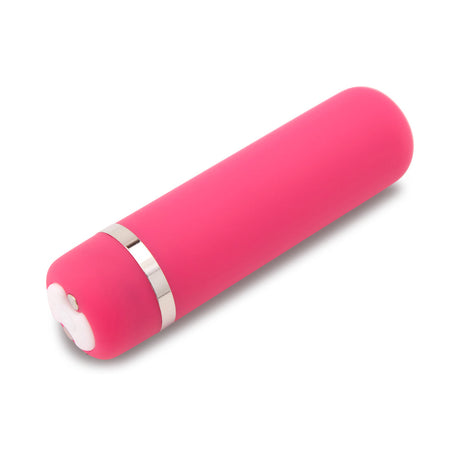 Nu Sensuelle Joie Bullet Pink compact vibrator with a smooth pink exterior and silver accents.