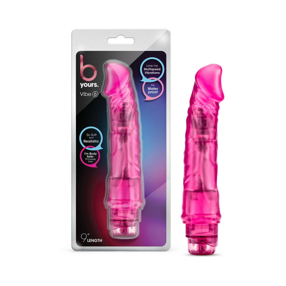 B Yours Vibe 6 Realistic 9.25 inches Vibrating Dildo Pink