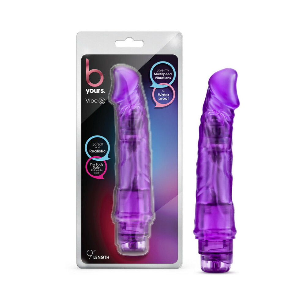 B Yours Vibe 6 Realistic 9.25 inches Vibrating Dildo Purple